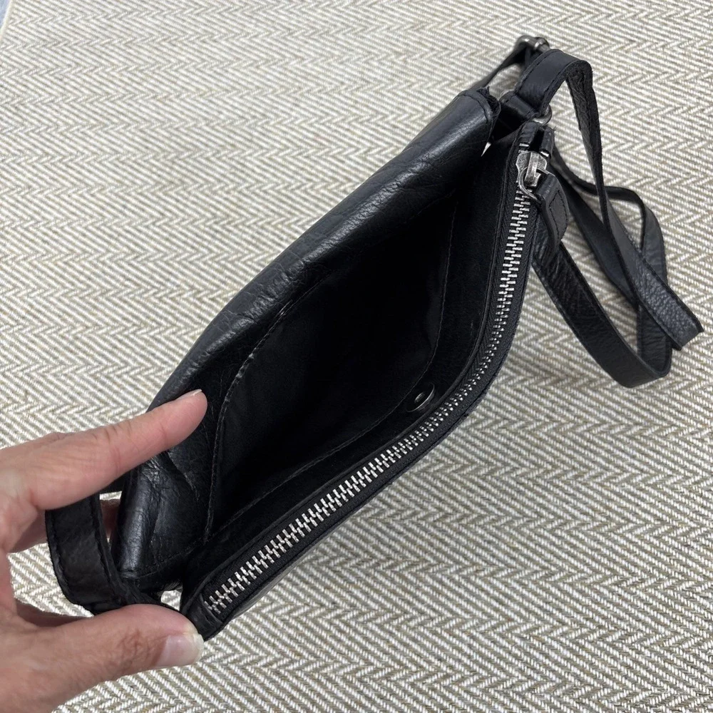 Vilenca Holland Black Genuine Leather Cross Shoulder Bag Purse - Picture 8 of 10